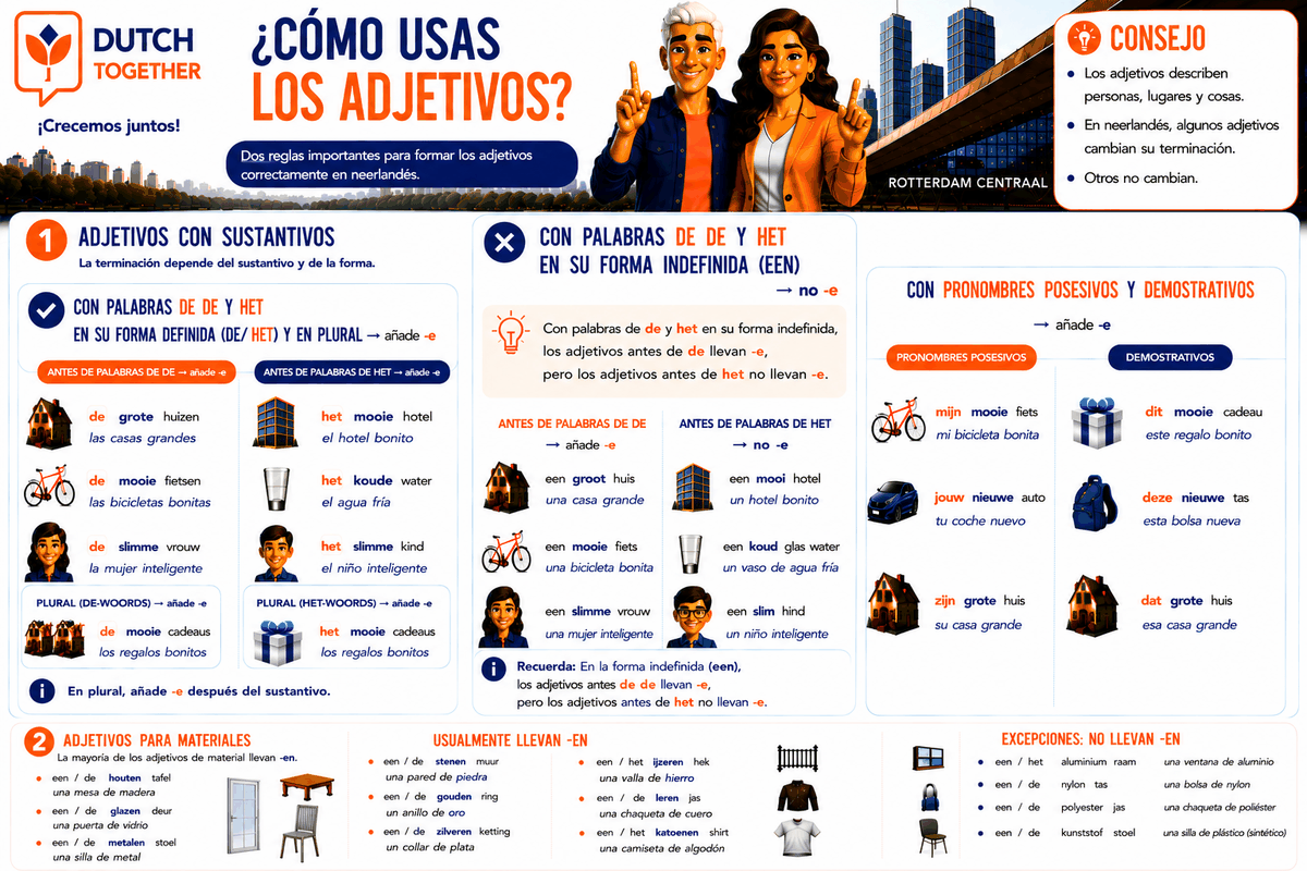 Infografía: cómo usar los adjetivos en neerlandés