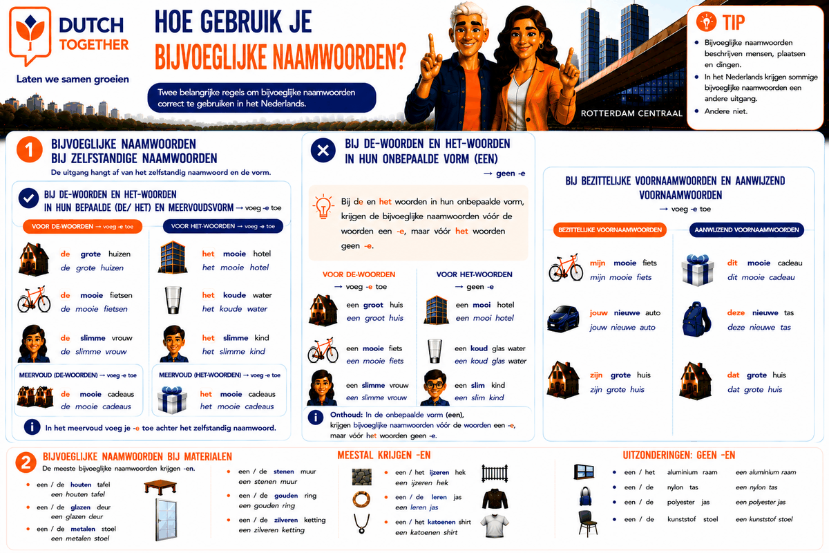 Infographic: hoe gebruik je bijvoeglijke naamwoorden in het Nederlands
