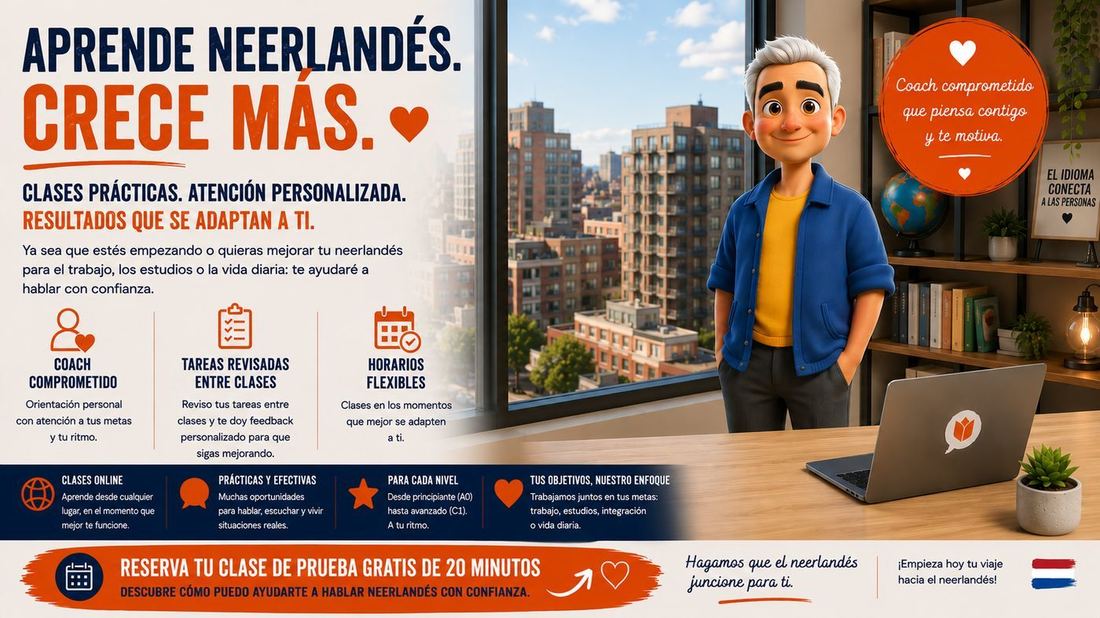 Aprende neerlandés, crece más — clases prácticas, atención personalizada, resultados que se adaptan a ti