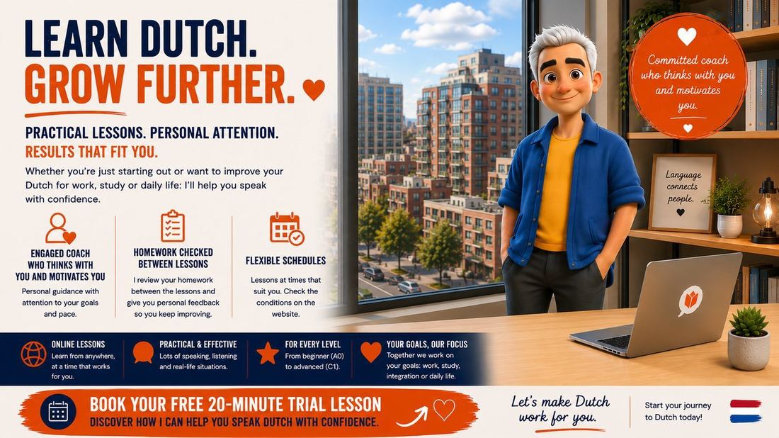 Learn Dutch, grow further — practical lessons, personal attention, results that fit you